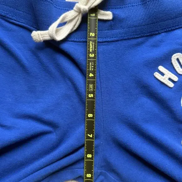 Y2K Hollister Blue Sweatpants Size M Logo Flare Leg Wide Leg Preppy Loungewear - Picture 7 of 10